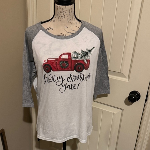 unknown Tops - Merry Christmas Y'all Raglan Tee